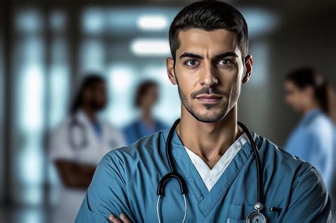 Premium Photo Young Confident Male Nurse Looking At Camera