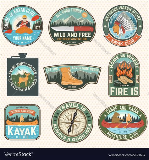 set summer camp badges patches royalty free vector image