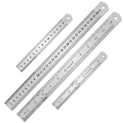 2pcs Metal Ruler Steel Ruler With Inch And Metric Stainless Steel
