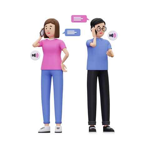 3d A Man And A Woman Are Having A Telephone Conversation Illustration
