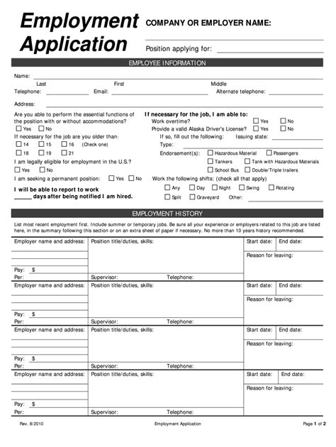 Free Printable Job Application Fill Out And Sign Online Dochub