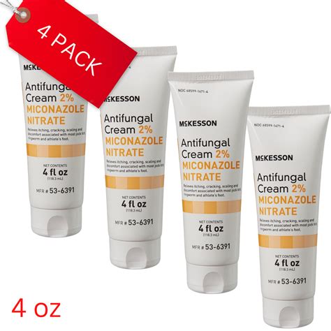 4 Pack Mckesson Antifungal Cream 2 Strength Miconazole Nitrate Foot