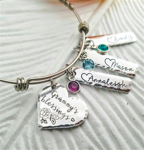 Personalized Grandma Bracelet Custom Name Jewelry Name And Birthstone