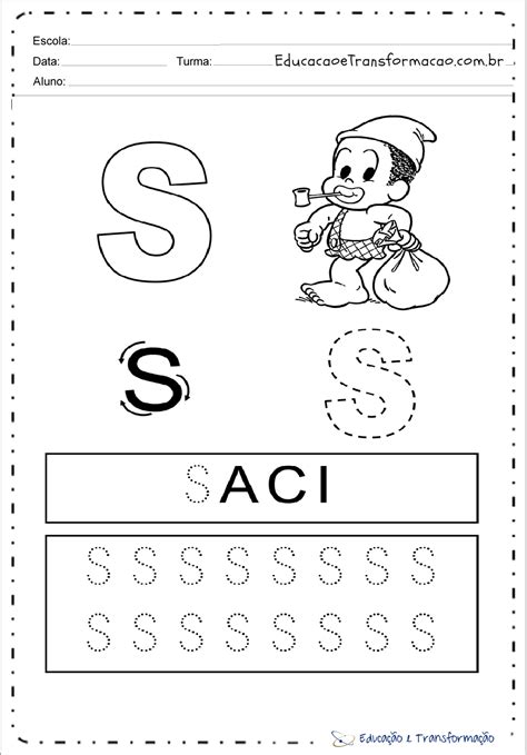 Atividades Letra S Cursiva Educação Infantil