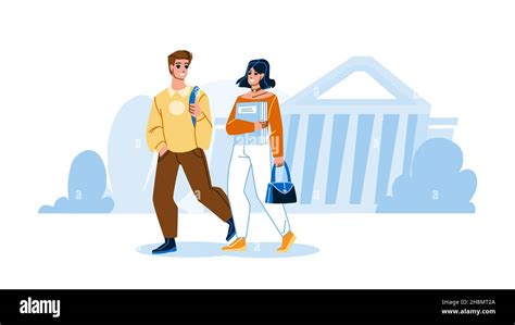 Students Walking In College Campus Together Vector Stock Vector Image