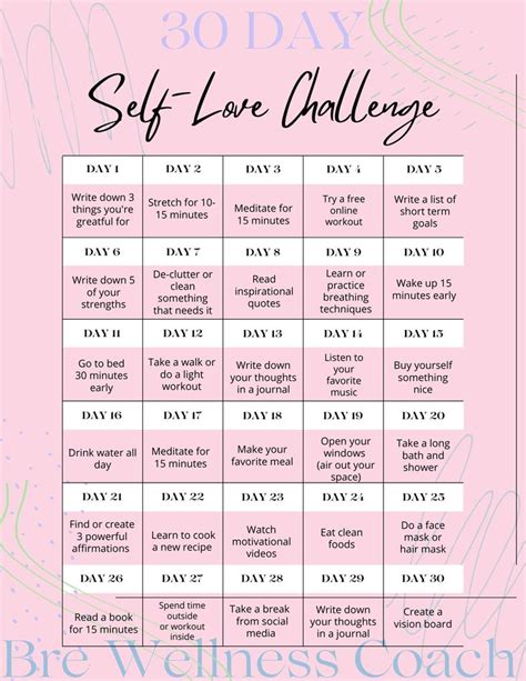 love challenge writing challenge health challenge self care worksheets self care activities