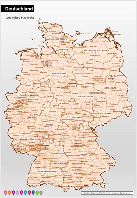Deutschland PowerPoint-Karte Landkreise (DIN A3)