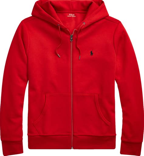 Polo Ralph Lauren Red And Black Pony Double Knit Zip Hoodie Inc Style