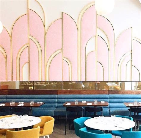 Art Deco Pink And Gold Wall At Oretta Art Deco Interior Deco Decor