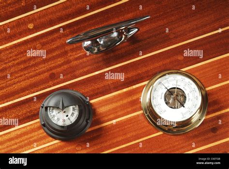 Nautical Measuring Devices On A Wooden Deck Stock Photo Alamy