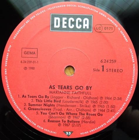 Marianne Faithfull As Tears Go By Vinyl Pussycat Records