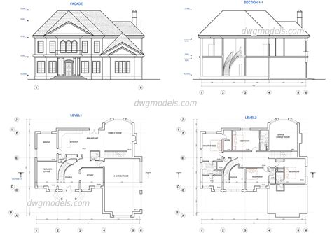 Two Story House Plans Dwg Free Cad Blocks Download Sexiz Pix