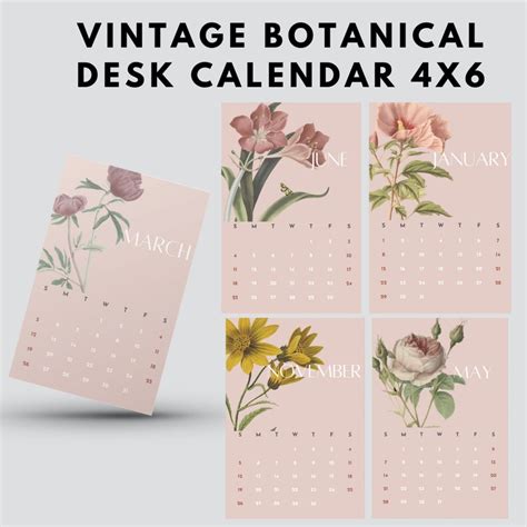 Printable 2023 Calendar Vintage Floral Desk Calendar Botanical Etsy