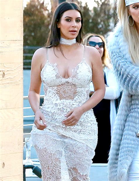 Kim Kardashian Sizzles In A Lacy White Slip Dress Pics