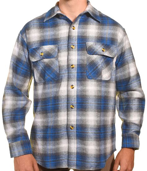 Sports Afield Mens Heavy Duty Flannel Shirt Highland Blue Large
