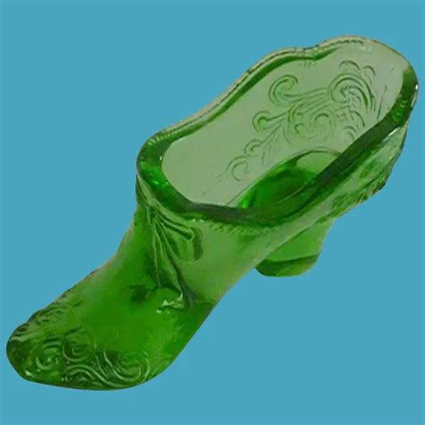 Mosser Emerald Green Small Glass Slipper Shoe Ruby Lane