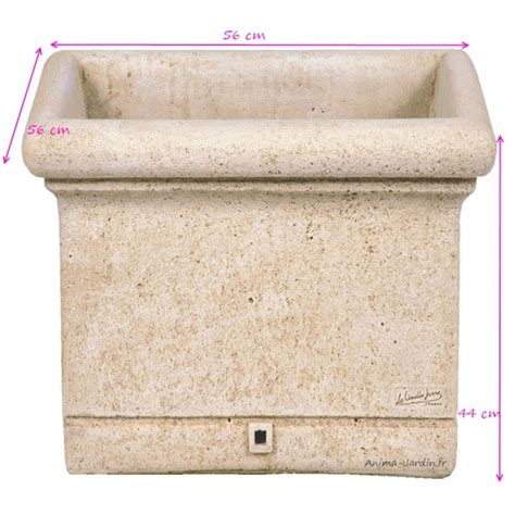 Bac en pierre, timbre en pierre reconstituée, auge ancienne, hairie. Jardinière carré lisse en pierre reconstituée, forme ...