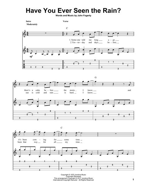 have you ever seen the rain sheet music creedence clearwater revival solo guitar