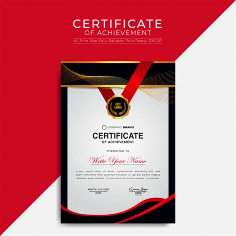 Plantilla De Certificado De Logro Vector Premium
