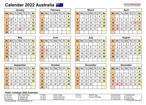 Australia Calendar 2022 Free Printable Excel Templates In 2021 2022