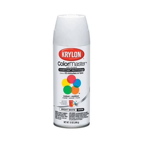 Krylon Colormaster Bright White Satin Enamel Spray Paint Spray Paints