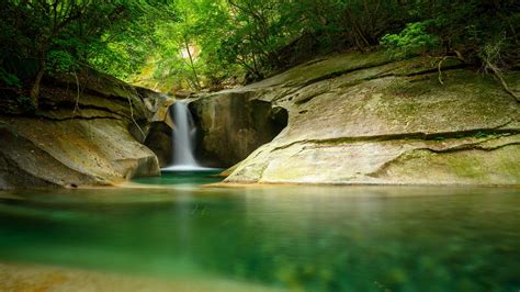 Waterfall Cliff Stone Water Trees Forest K HD Wallpapers HD Wallpapers ID