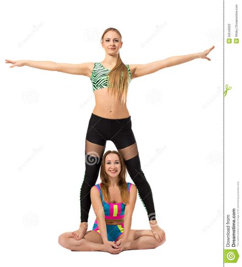 two sporty girlfriends posing at camera stock image image of shaping white 50542603