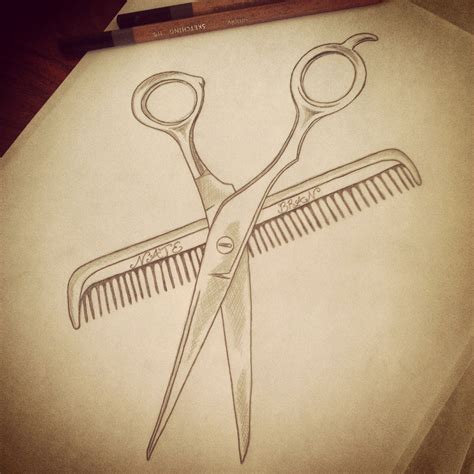 Hairstylist Shears Comb Couples Scissors Scissors Drawing