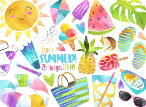 Watercolor Summer Clipart Affiliate Included Leaf Zip Package Ad