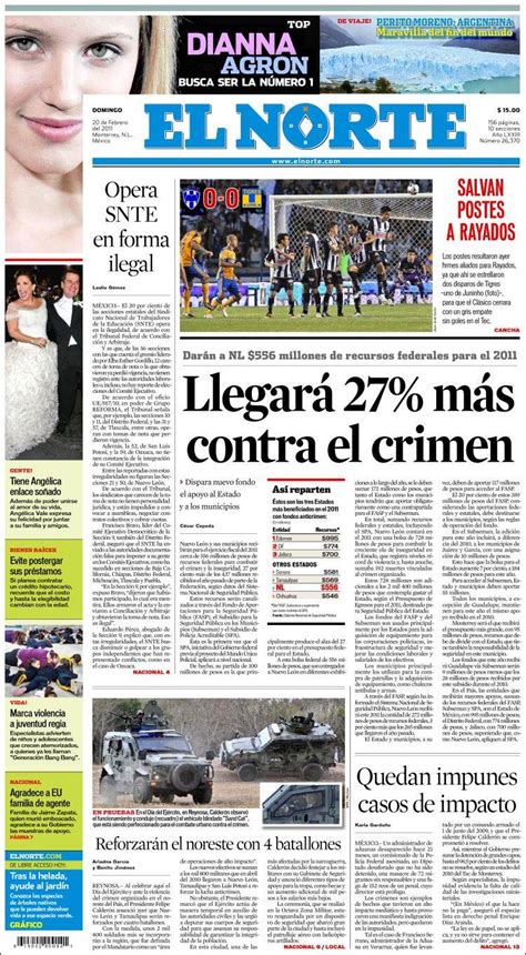 Portada Del Periódico El Norte México Todos Los Periódicos De México