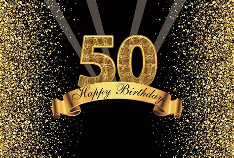 Happy Happy 50th Birthday Party Gold Dots Sequins Banner Poster