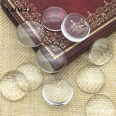 Ljjagll Round 20mm Clear Glass Cameo 20pcs Dome Cabochon Flat Dome Cameo Setting Jewelry Making