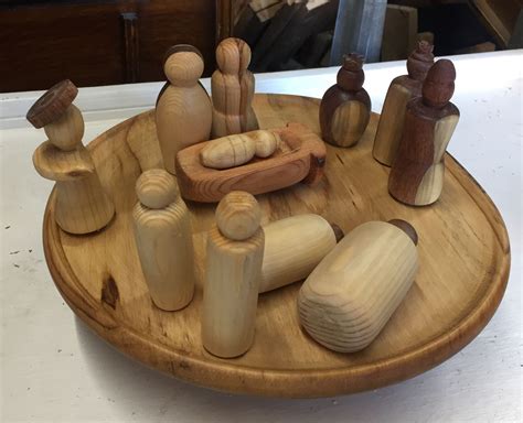 Wood Turned Nativity Scene And Stand With Images Wood Turning Wood