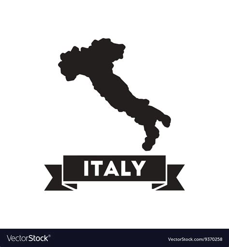 Flat Icon In Black And White Italy Map Royalty Free Vector