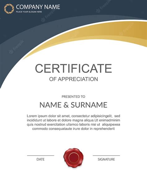 Certificado De Apreciación Vertical Negro Y Dorado Vector Premium