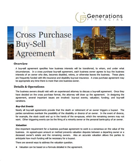 sample cross purchase agreement templates