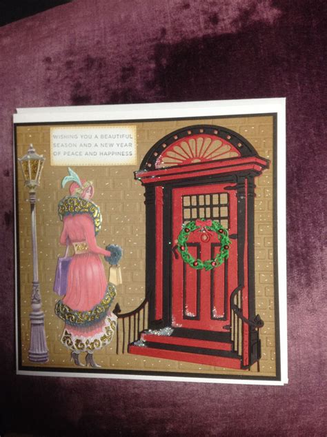 Tattered Lace Art Deco Door And Lady Christmas Card Art Deco Cards Art