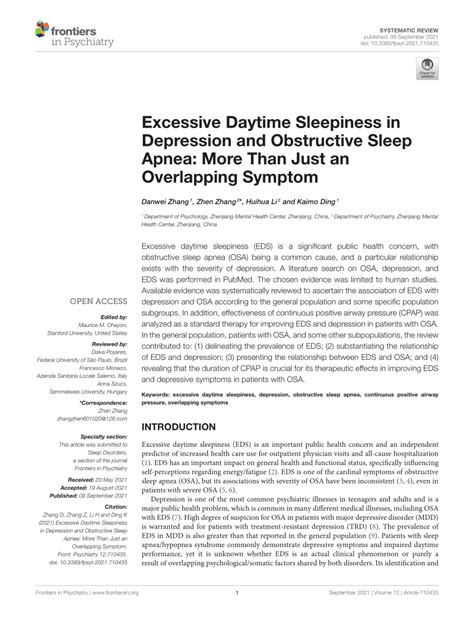 pdf excessive daytime sleepiness in depression and obstructive sleep apnea more than just an