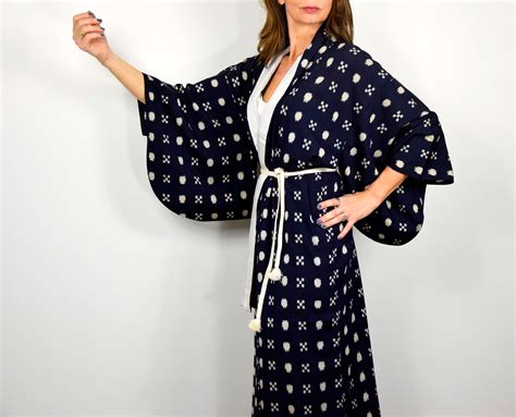 Vintage Silk Kimono Ikat With Obijime Belt For Him And Her Silk Kimono