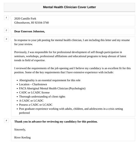 Mental Health Clinician Cover Letter Velvet Jobs
