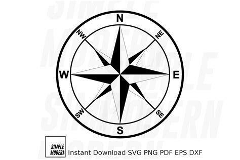 Compass Vector Art Simple Modern Svg