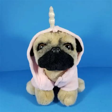 Doug The Pug Plush With Pink Hoodie Unicorn Bathrobe 9 Gund Soft