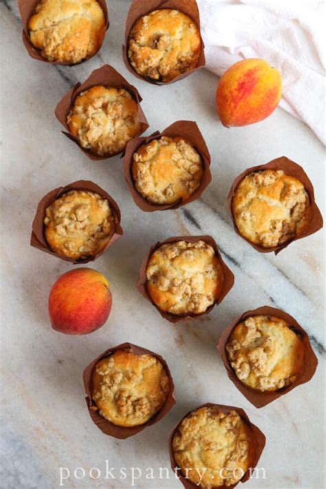 Peach Muffins With Crumble Topping Pook S Pantry Recipe Blog