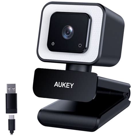 aukey pc lm6 stream series with ring light full hd webcam with 1 3 cmos sensor black