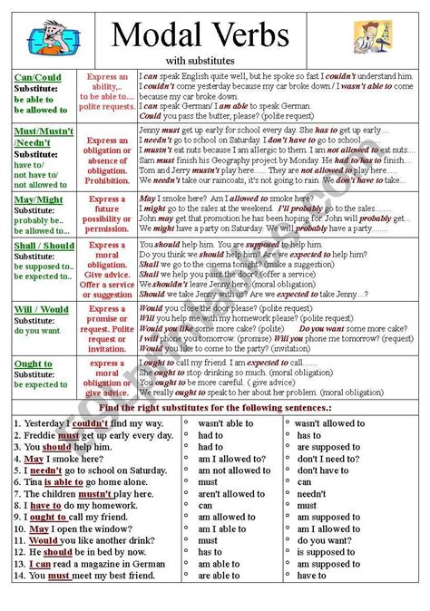 Modal Verbs With Substitutes ESL Worksheet By Yetigumboots