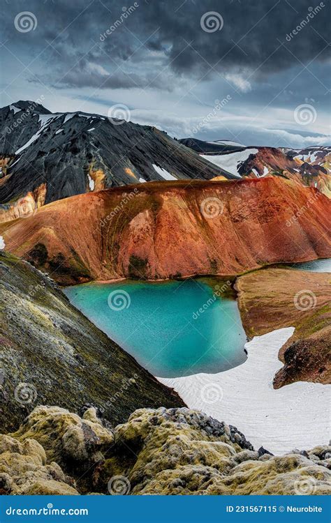 Cover Page With Colorful Icelandic Rainbow Volcanic Landmannalaugar