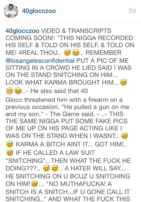 rhymes with snitch celebrity and entertainment news 40 glocc brands game a snitch