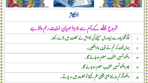 Quran 102 Surah Takasur Just Only Urdu Translation Fateh Muhammad