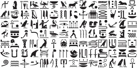 Silhouettes Of The Ancient Egyptian Hieroglyphs Set 1 Stock Vector