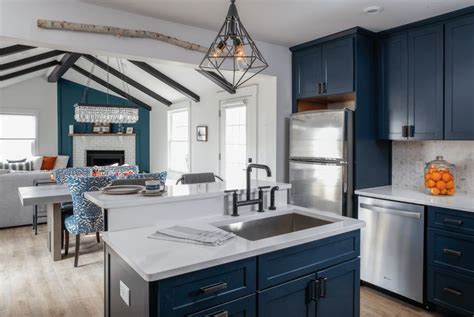 Modern Blue Kitchen Cabinets Kitchen Open Navy Concept Living Cabinets